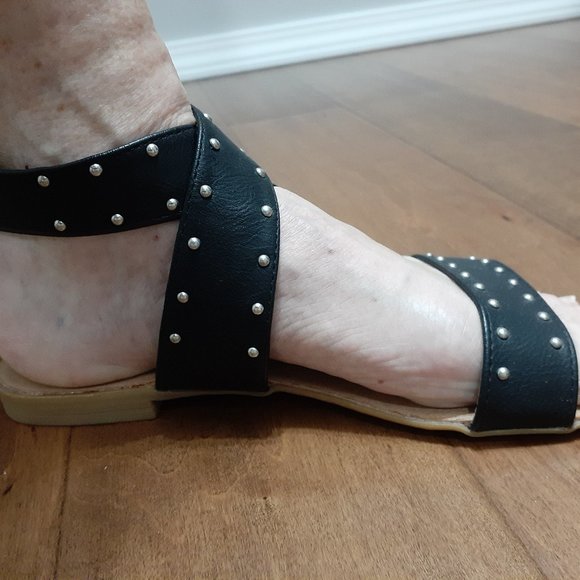 Sandals - CL by Laundry Black and Silver Stud Accent Sandals - Picture 3 of 3